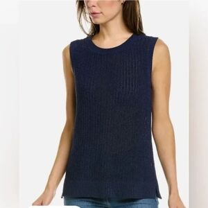 J. McLaughlin Lena Navy Sleeveless Knit Tank Top Medium Classic Coastal Preppy